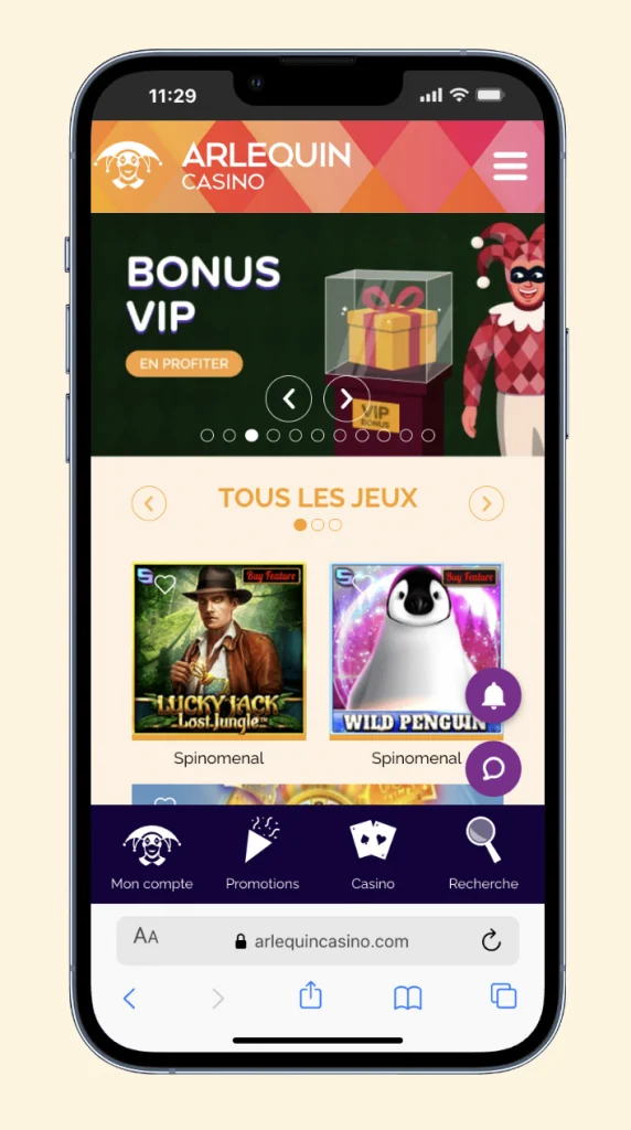 arlequin casino application